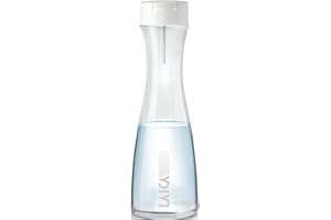 Botella filtrante de vidrio para agua LAICA GlaSSmart - Filtra instantáneamente al verter - Diseño resistente y de larga duración - Incluye 1 cartucho de filtro de agua FAST DISC de 30 días - 1,1 L