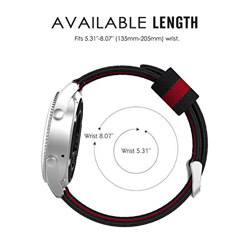 MoKo Samsung Gear S3 Frontier / Classic / Moto 360 2nd Gen 46mm Armband – Nylon Strick Sportarmband Uhrenarmband Uhr Erstatzband mit Schließe für Samsung Gear S3 Classic Samrtwatch, Schwarz/Rot - 7
