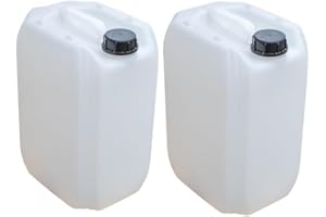 LIQUIPAK 2 x 20L Water Container Heavy Duty, Food Grade HDPE Plastic Jerry Can Water Carrier, Stackable 20 Litre Drum Tank with DIN 61 Cap, For Camping, Liquid Storage, Car Washing, Emergency & Industrial Use