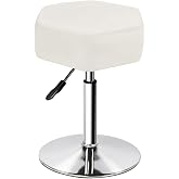 FURWOO Hexagonal Beauty Stool with Velvet Cushion Makeup Stool Adjustable Height for Vanity White