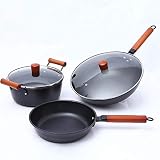 ❤ Patrón inferior de la sartén inferior: la parte inferior del wok está diseñada con un patrón curvado para hacer que el ciclo wok sea uniforme, ahorrando tiempo de cocción y consumo de energía alimentaria.
