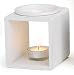 Produktbild Duftlampe Farbe: Weiß - Holz + Keramik - Aromalampe Aromaspender für Duftöl / Duftwachs