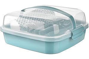 GENERISCH Picknick Set 6 Personen Blau – BPA-freies Plastikbesteck & Geschirr – Gabel, Messer, Löffel, Teller, Becher & Salzstreuer – Inkl. Picknickkorb & Tasche