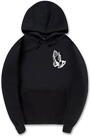 Autumn And Winter Men Pray Handprint Pyrographic Pattern Men With Velvet Thick Hoodie,03-M