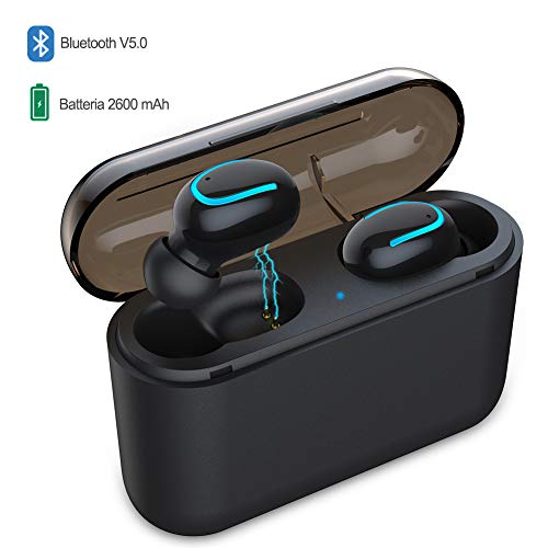 MINLUK - Auriculares Bluetooth 5.0, inalámbricos IPX5, Auriculares Bluetooth inalámbricos con micrófono estéreo, Caja de Carga magnética para Smartphone Android iOS
