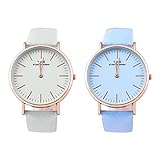 Souarts Damen Armbanduhr Farbwechsel Uhr unter UV von weiß bis Blau oder Lila oder Rosa Einfach Stil Analoge Quarz Uhr mit Batterie Charm Zubehör (Weiß-Blau)