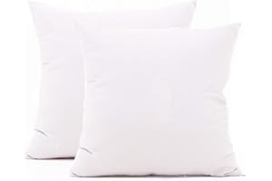 Gyulin Pack of 2 100% Cotton 300 Thread Count Square Home Decorative Throw Pillow Protector Pillow Covers Sofa Couch Cushion Pillowcases with Hidden Zipper Only Cover No Insert 45x45cm White