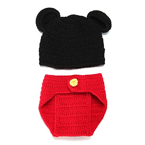 Babe Mall Inc® Fashion Unisex New-born Boy Girl Crochet Knitted Baby Outfits Costume Set Photography Photo Prop-Mouse+random gift