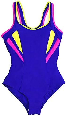 Alleppa Womens Racerback Crossback Rush Guard Color Block 1PCS Swimsuit - Yellow - Medium (6-8)
