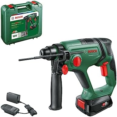 Bosch Martello perforatore a batteria UniversalHammer 18V (1 batteria da 2,5 Ah, 18 Volt System; foratura/foratura a percussione/scalpellatura; potenza del colpo da 2,0 J, SDS Plus)