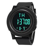 Promotionen PLOT Herren Armbanduhr,2018 Neu Jungen LED Sportuhr mit Wecker für Herren Digitaluhr Wasserdichte Militärische Armbanduhr Einstellbar Gummi Schwarz Uhrenband (Schwarz)