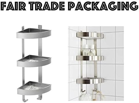 Stainless Steel Shower Rack 3 Tier Unit Bathroom Corner Wall Shelf.