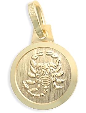 Sternzeichen Tierkreiszeichen Skorpion & Schutzengel 14 Karat Gold 585 Anhänger Durchmesser 10mm (Art.213126)