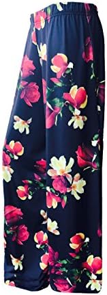 F4U New Ladies Floral Print Palazzo Trousers Womens Wide Leg Summer Pants Plus Sizes 8-26 (M/L (12-14), Black Tulip)