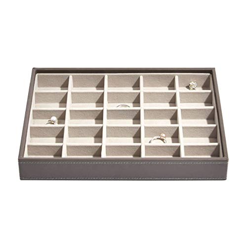 Stackers classic size |caja de la joyería organizador con 25 secciones para el pendientes y encantos, visones y forro de terciopelo gris