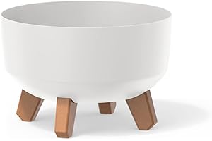 Prosperplast Macetero Color Blanco, con Patas Desmontables, Redondo, colección Gracia de 23,5 x 23,5 x 15,5 cm, Capacidad de 3,8 L.