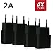 Produktbild MyGadget 4X Universal Netzteil - USB Ladestecker Adapter (5V / 2A) - Ladeadapter Ladegerät für Apple iPad, iPhone, Lenovo, Samsung Galaxy Tab - Schwarz