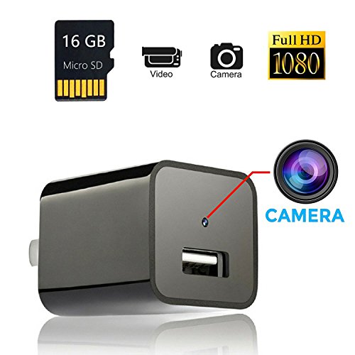 Preisvergleich Produktbild The perseids HD 1080P Mini charger Ladegerät Kamera Spion Spionagekamera Adapter Wand Überwachungskamera Recorder Indoor Nanny Cam Bewegungsmelder Unterstützung IOS Android mit Speicherkarte(16GB)