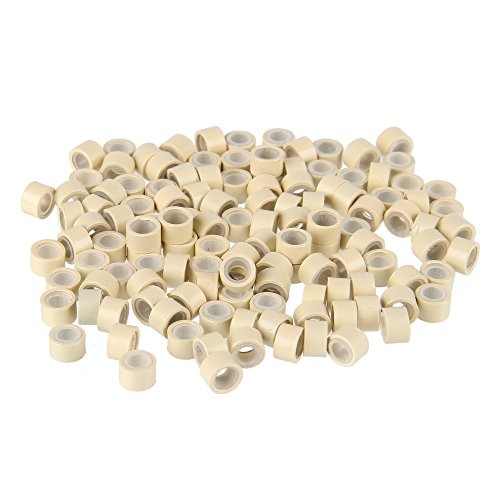 Beauty7 Silicone Micro Rings Beads - 500 Black/Brown/Dark Brown/Light Brown/ Blonde 5mm rings for I Tip Hair Extensions or Feather Hair Extensions (blonde 500pcs)