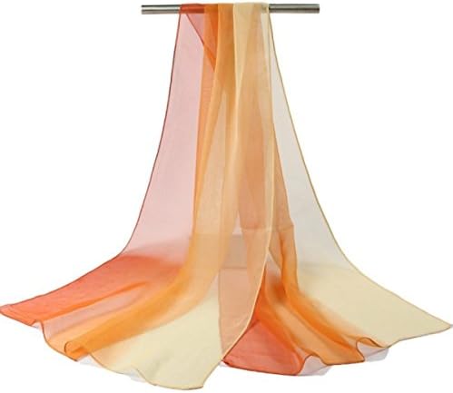 Summer Gradient Color Scarf Ms. Variety Scarf Shawl Georgette Scarf Thin Beach Towel Long Scarf,Orange-M