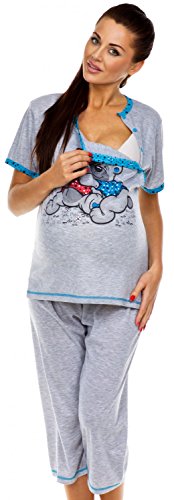 Zeta Ville - Women's Maternity Nursing Pyjamas Soft Jersey Cartoon Print - 218c (Turquoise, UK 12)