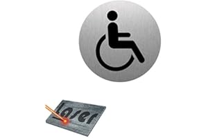 MYGOODPRICE Plaque Gravée Autocollante 8 cm "Toilettes Handicapés" Fond Alu Brossé