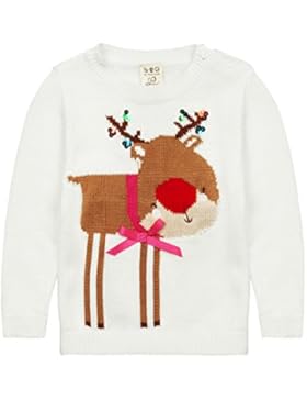 Baby Mädchen Süß Pullover Weihnachten Rentier Strickpullover mit Pailletten und Schleife