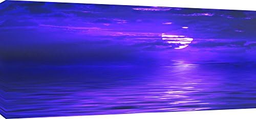 MOOL Large 42 x 20-inch Blue Abstract Ocean Sunrise Canvas Wall Art Print Hand Stretched on a Wooden Frame with Giclee Waterproof Varnish Finish Ready to Hang