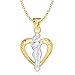 Vina Jewels Valentine You & Me Heart Shape Gold and Rhodium plated Pendant - P1140G [VK... RS.169.00