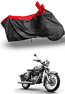 RiderShine Royal Enfield Classic 350 Two Wheeler Cover - Dustproof - UV Protection - Waterproof Bike Cover (BlackRed)