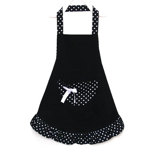 Foxnovo® Fashion Dots Muster Sleeveless Halter-Neck Style Baumwolle Tuch Schürze Küche Schürze schwarz - 2