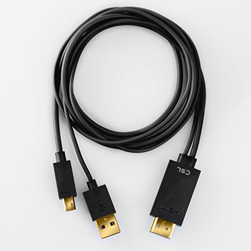 CSL – 2m MHL zu HDMI Adapterkabel für Samsung S3 / S4 / S5 , Galaxy Note | MicroUSB zu HDMI | 11 polig | Mobile High Definition / Full HD | Bild + Tonübertragung | schwarz - 3