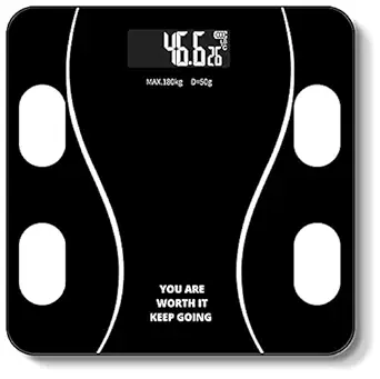 GLORIAL STAR weight machine for body Thick Tempered Glass Electronic Digital Personal Bathroom Health Body Weight Black 1 Piece (4 White Dots Print Bathroom Weight Scale)