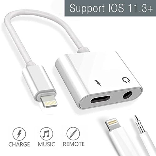 Scenic 2 in 1 Lightning to 3.5mm Aux Earphone Jack Charger Music Remote Headphone Adapter For iPhone 6 , 7, 8 , X Plus + Support IOS 11.3 or Later
