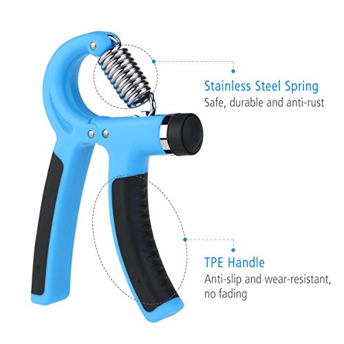 BESTOMZ 2 Stück Handtrainer Fitness Fingerhantel Fingertrainer Handgriff 20-88 Lbs (10-40 kg) Einstellbar Blau - 2