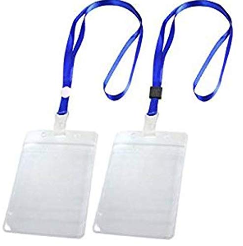 Preisvergleich Produktbild 2 PCS ID Karten Halter, verstellbares Umhängeband Lanyard Blau Transparent