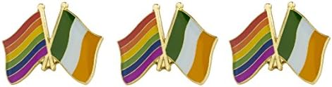 Tanto Badges Set of 3 x Flag of Ireland Irish Tricolour flag and Rainbow Gay Pride LGBT flags