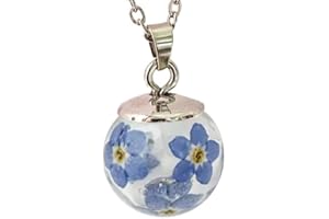 Aloha Non Ti Scordar di Me Esprimi un desiderio Vero Fiori Pendente Catena in Acciaio Collane Idea Regalo Donna Anniversario Compleanno Amica