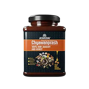 Asveda Sugarfree Chyawanprash - 500gm - Sona Chandi Bhasma - Immunity Booster - 100% Jaggery & Raw Honey (Sugar Free) - Chawanprash in Glass Jar - For all Adults & Kids
