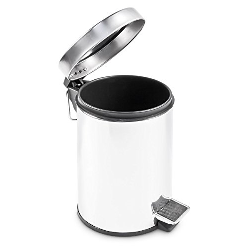 Relaxdays Treteimer 3 L aus Edelstahl H x D: 25,5 x 17 cm Abfalleimer in Metall-Optik als Abfallbehälter und Tretmülleimer für Küche und als Kosmetikeimer im Bad Tretmülleimer, silber - 3