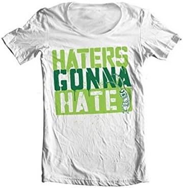 Spongebop Squarepants Haters Gonna Hate Wide Neck Tee - White - Medium