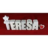 Beton, Steinguss Buchstaben 3 D Deko Schriftzug Namen TERESA als Geschenk verpackt! Ein etwas ausgefallenes Geschenk zur Geburt, Taufe, Geburtstag oder auch zu anderen Anlässen.