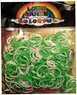 300 VALUE PACK MINI MULTI COLOUR DUO SILICONE GREEN/WHITE, 1 Hook 12/Latch Hook for Rainbow Loom Bands