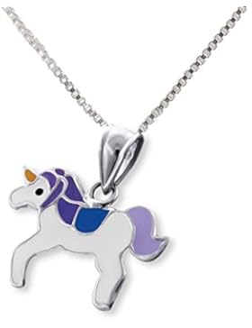 SL-Silver Set Kette Kinder Anhänger kleines Einhorn 925 Silber in Geschenkbox