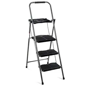 Best Choice Products Shade 3 Step Ladder Platform Lightweight Folding Stool 330 LBS Cap Space Saving w/Tray