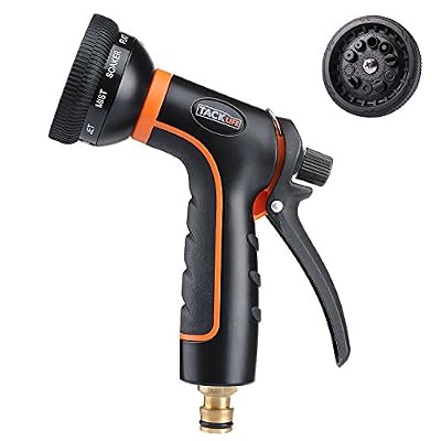 TACKLIFE Pistolet d'arrosage, 10 Modes de Pulvérisation, Bouton de réglage du débit en Alliage de Zinc, Conception hergonomique pour Une Utilisation sans Fatigue - GHN1B