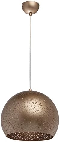 Stylish modern pendant lamp coffee-gold metal colour perforated globe shade adjustable height in loft style for a kitchen, a dining room or a bedroom, 1 bulb-excl, E27 1*60W 230V