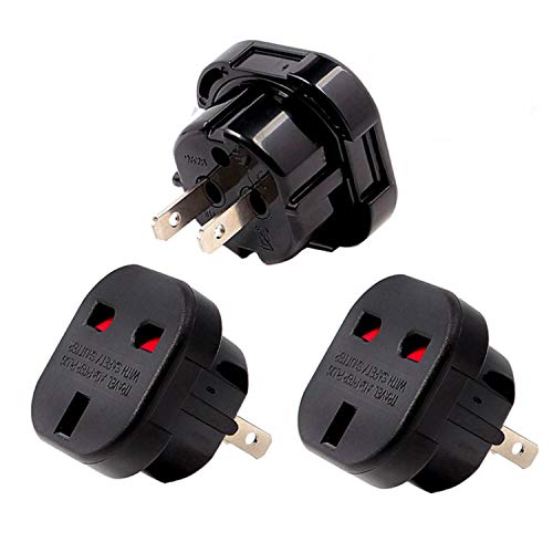 ?3PCS?UK to USA Plug Adapter, Travel Adaptor Plug for US, Canada, Australia, Mexico, Thailand, China, Japan, Brazil, Philippine - See Description (Black)