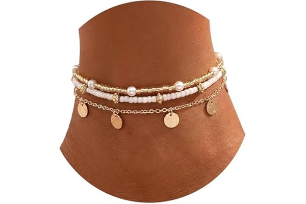 Vristlänk för kvinnor – handgjorda boho färgglada vristlänk armband för kvinnor justerbara dubbla fotkedjor strand vristlänk