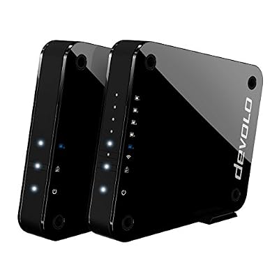 Devolo GigaGate, Bridge Wi-Fi (2 Gbit/s, 1x Port Gigabit, 4x Ports Fast Ethernet, Connexion Point à Point dans la Bande des 5 GHz, Expérience Multimédia Extrême, Cryptage AES) Noir